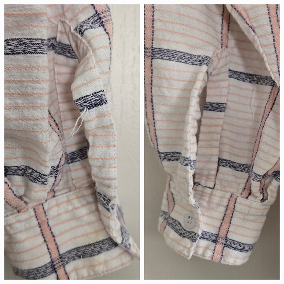 Vintage First Class Button Up Shirt Women's L Blue And Pink Plaid Locker Loop - Picture 11 of 12